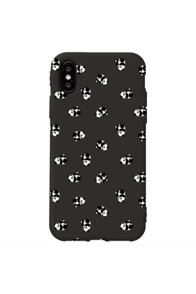 Other Apple iPhone X Small Pandas Black Colored Silicone TPU Θήκη