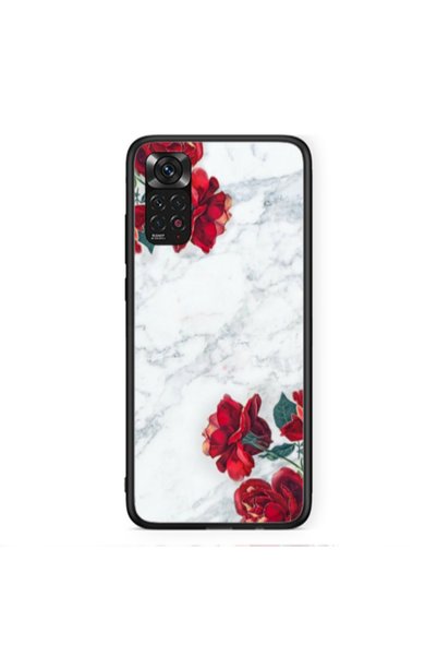 Other Xiaomi Redmi Note 11 4G Marble and roses Black Glossy Θήκη
