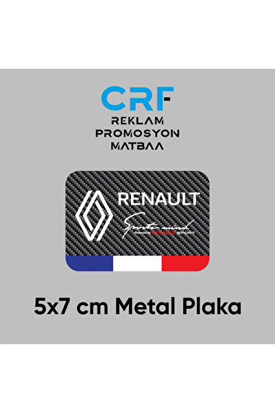 CRF Renault Yeni Logolu Sports Fransa Bayrak Metal Plaka Karbon Fiber Desenli...