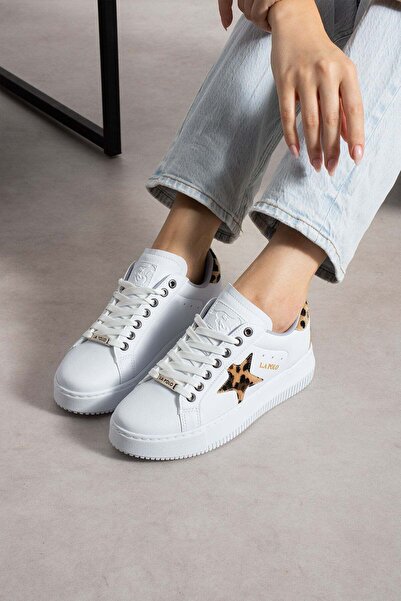 L.A Polo Beyaz Leopar Kadın Sneaker