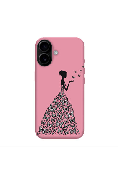 Other Apple Iphone 16 plus Butterfly Girl Pink Colored Silicone TPU Θήκη