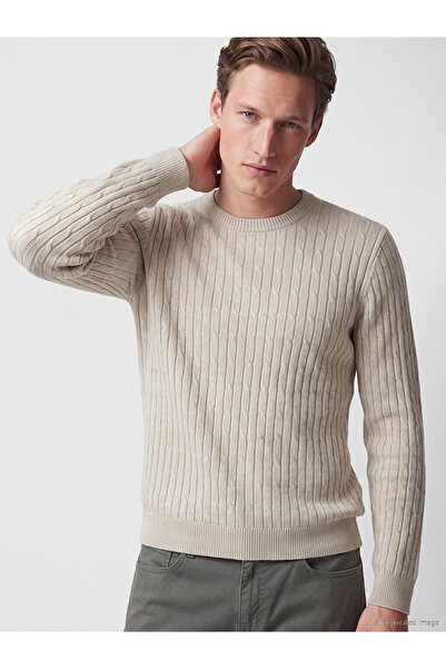 LC Waikiki Vizyon New Season Beige Crew Neck Men's Knitwear Sweater