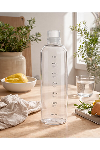 welcomein 1000 ml Motivasyon Saatli Su Matarası Şeffaf Kapaklı Günlük Kullanı...