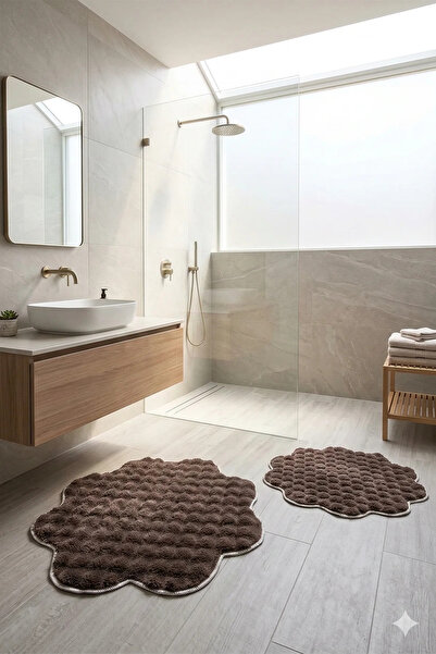 Villadia Home Textile Bubble Papatya Set Banyo Paspası 2'li Set Pofuduk Yumuş...