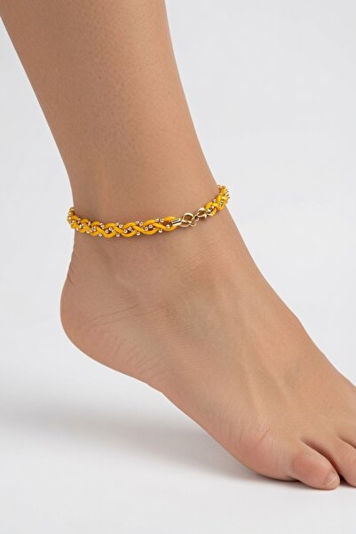 LYKOS Braided Anklet with Spiral Thread and Ball Chain Detail - Bohemian Beac...