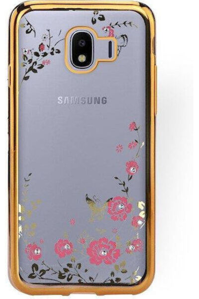 Other Θήκη Σιλικόνης Samsung Galaxy J4 2018 Διαφανής με Διαμάντια και Χρυσό Λ...