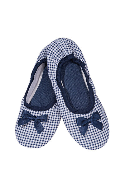 Amaryllis Slippers Ελληνική μπλε καρό βαμβακερή μπαλαρίνα "