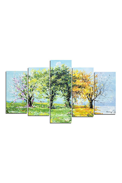 artnova Set 5 piese tablou pictat manual, Anotimpuri, 150x90cm ulei pe panza,...