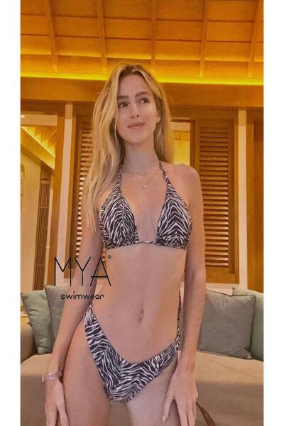 FashionApp Costum de baie pentru femei, imprimeu animal, alb/negru