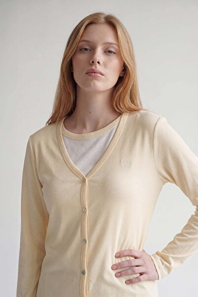 Levidor Yellow V-Neck Slim Knit Cardigan