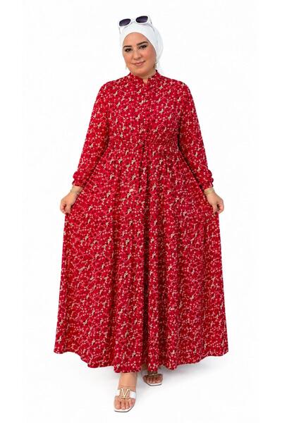 Ferace Women's Plus Size Crispy Fabric Button Dress
