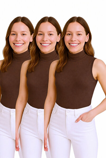 MS HAMİLE İÇ GİYİM Women's Zero Sleeve High Neck Body 3-Piece Set