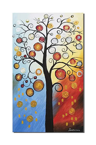 artnova Tablou pictat manual, Copacul vietii, in armonie, 100x60cm ulei pe pa...
