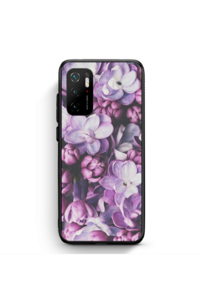 Other Xiaomi Poco M3 Pro Purple Flowers Black Glossy Θήκη