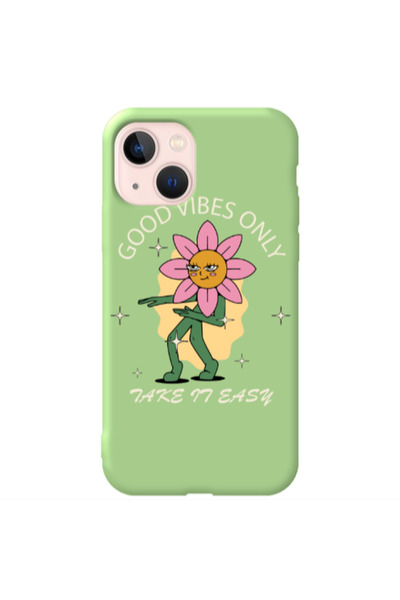 Other Apple iPhone 13 Good Vibes Only Light Green Colored Silicone TPU Θήκη