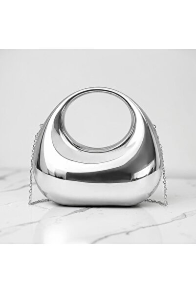 Kadın Sert Kapak Oval El Ve Omuz Çantası Gece, Abiye, Düğün, Davet Portföyü Clutch