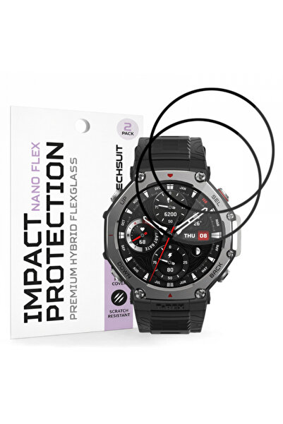 Techsuit Folie Protectie Nano Flex pentru Amazfit T-Rex 3, Set 2 bucati, Plas...