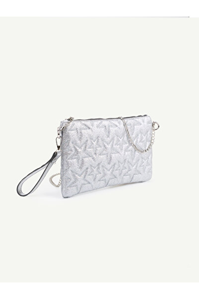 Rivina Women's Star Embroidered Portfolio Handbag with Wrist Strap and Satin ...