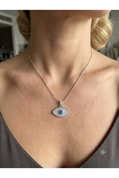 LUXENYA DESİGN Steel Evil Eye Bead Eye Pendant with Zircon Stone Women's Neck...