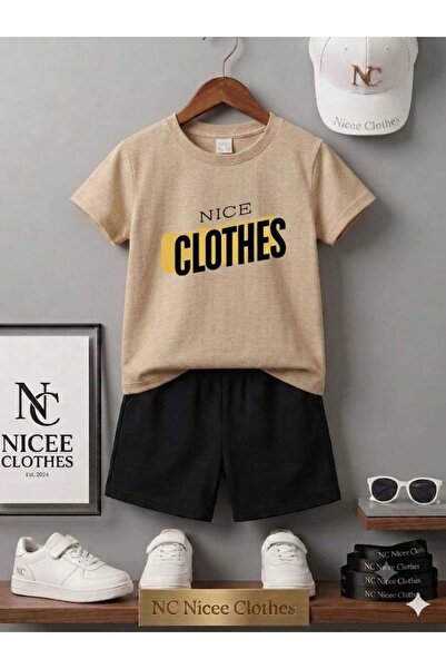 NC Nicee Clothes Summer Children's T-Shirt Shorts Unisex (Horizontal Nice Clo...