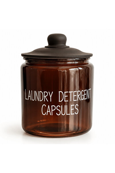 Meturas 3.8 L Amber Glass Detergent Dispenser, Large Glass Storage Container ...