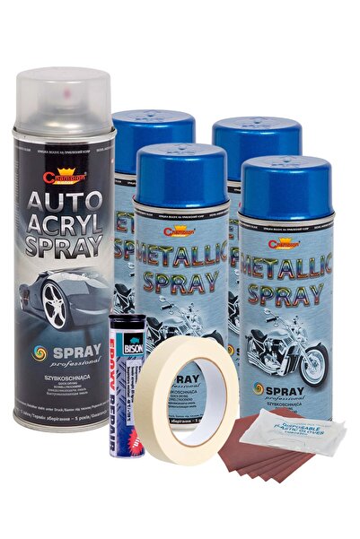 OEM Kit complet reparatie si vopsire jante culoare Albastru Metalizat, V4
