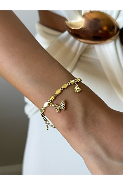 Generic Brand La'Bien Accessories Steel Butterfly Figured Gold Bracelet with ...