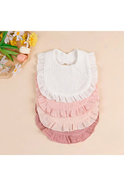 Choice1 ksj4pcs 3pcs Solid Newborn Cotton Ruffle Bibs Set Kids Feed Drool Bib...