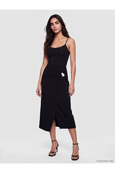 LC Waikiki Trendlucky Skirt with Drawstring and Slit, with Metal Accessories