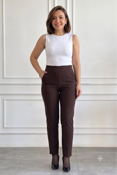 My-o Women's Pipe Leg Side Pocket Detailed Steel Interlock Knitted Thick Winter Pants Leggings S-4Xl