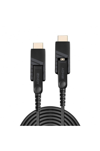 LİNDY Cablu hibrid micro-HDMI cu fibră optică 30m, HDMI și DVI detașabile, HD...