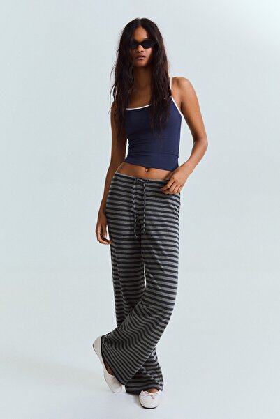 Bershka Çizgili straight fit pantolon