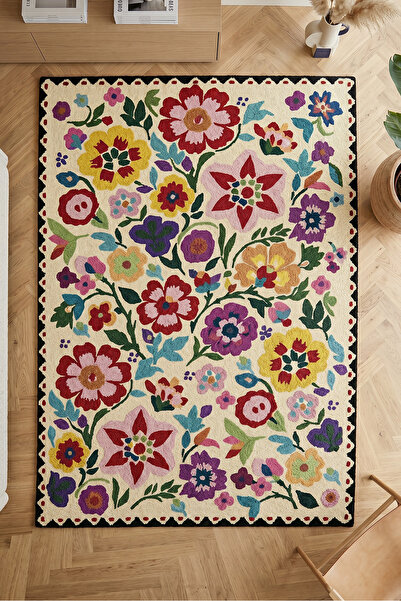 Decomia Home Dijital Kaymaz Yıkanabilir Renkli Salon Halısı Mutfak Halısı Koridor Halısı