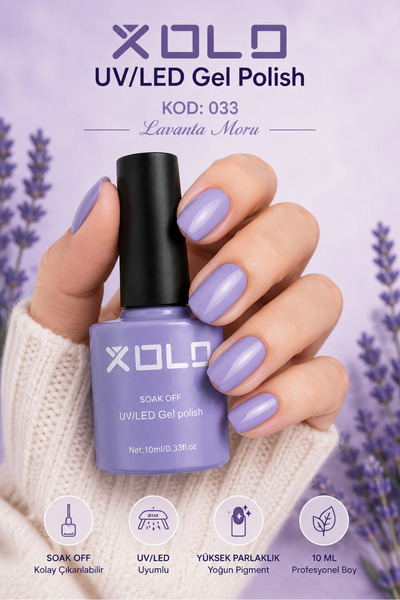 xolo UV/LED Kalıcı Oje 033 Lavanta Moru 10 ml Soak Off Yoğun Pigment Parlak J...