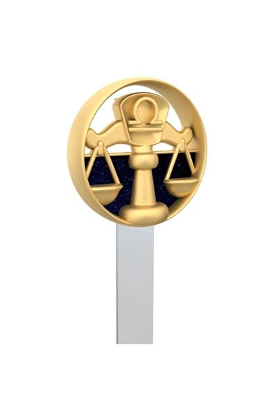 Metalmorphose , Semn de carte metalic cu semn zodiacal Balanta, placat auriu,...