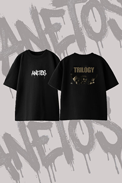 Anetos The Weeknd Trilogy Design Τυπωμένο T-Shirt Oversize με λαιμόκοψη Crew ...