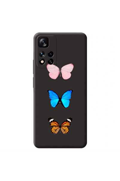 Other Xiaomi Redmi Note 11 Pro 5G Triple Butterfly Black Colored Silicone TPU...