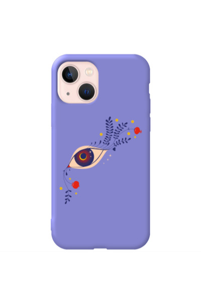 Other Apple iPhone 13 Flower eye Purple Colored Silicone TPU Θήκη