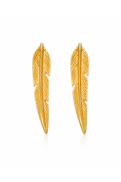 Angelovia Leaf Gold Steel Earrings