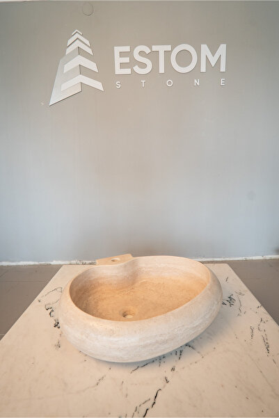 Estom Stone TRAVERTEN OVAL LAVABO, ELİPS DİZAYN