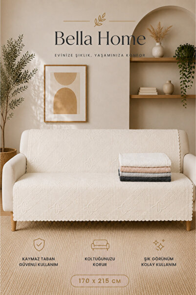 Bella Home Focus Koltuk Örtüsü | 170x215 cm | Yumuşak Peluş Dokulu | Dekorati...