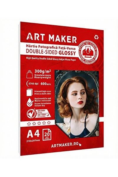 Art Maker Hartie foto fata-verso Glossy, 300g/mp, A4, 20 coli