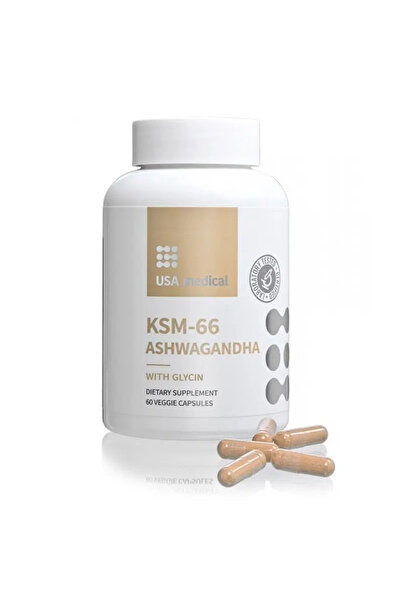 USA Medical Capsule vegane KSM-66 Ashwagandha si glicina 60 buc