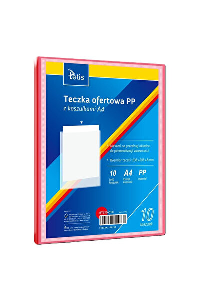 tetis Mapa oferta/dosar A4 PP, cu 10 folii, 13 compartimente, rosu