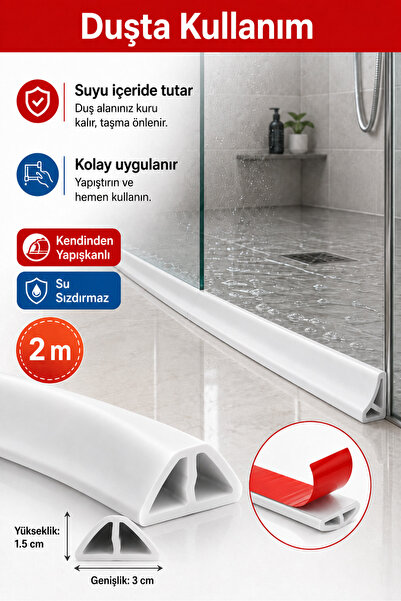 Arkhelais Su Bariyeri Kendinden Yapışkanlı Duş ve Banyo Sızdırmazlık Şeridi 2...