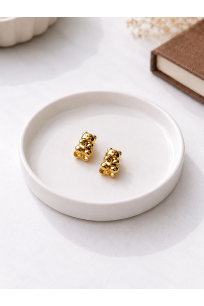 MARCİELO Accessories Çelik Ayıcık Küpe Altın Renk Minimal Teddy Bear Küpe