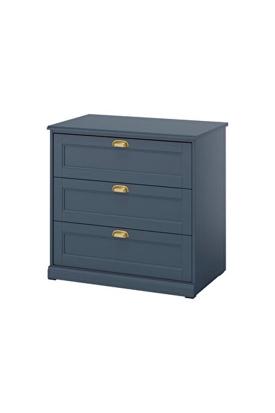 IKEA 3 çekmeceli şifonyer, koyu gri-mavi, 82x51x78 cm