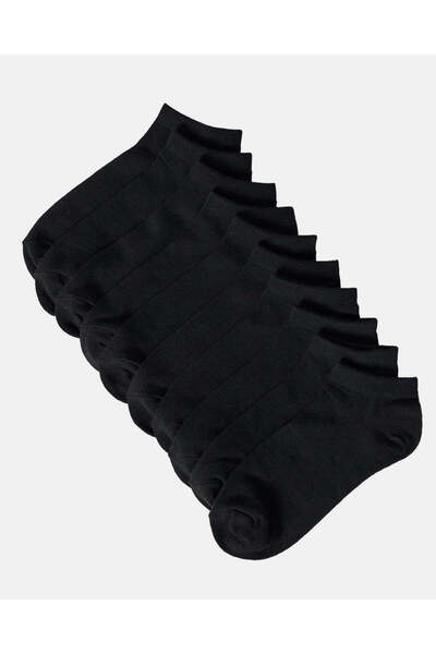 REDTAG مجموعة جوارب سادة سوداء للرجال (عبوة من 10 قطع)