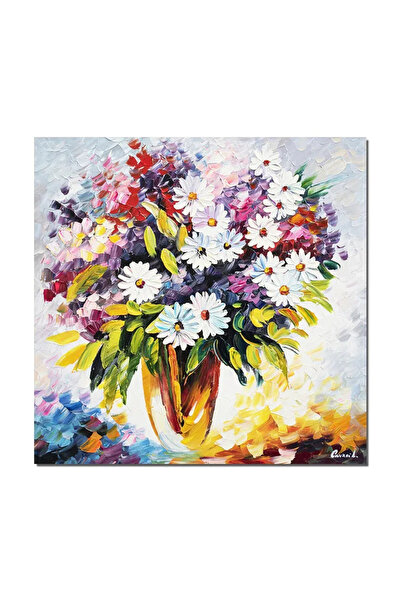 artnova Ръчно рисувана картина, Ваза с маргаритки, 60x60см маслена на платно ...