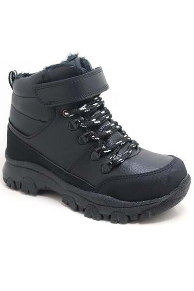 Artico Cizme de trekking de iarnă cu talpă groasă, negre, unisex, pentru copii